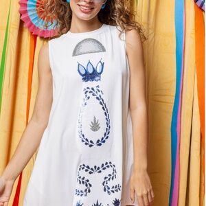 Queen Of Sparkles Tequila Tank Dress in White XS NWOT